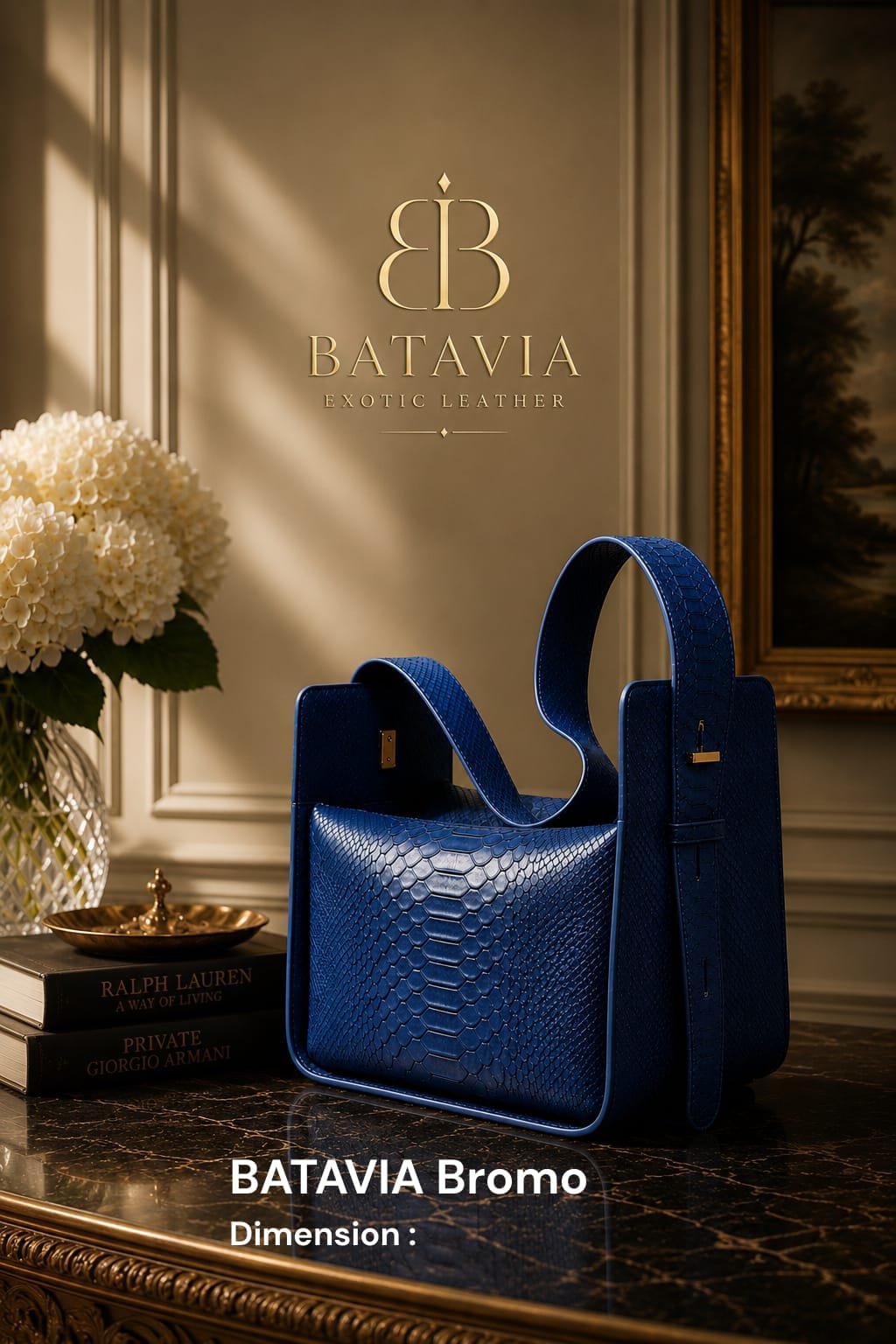Batavia Bromo python shoulder bag in blue