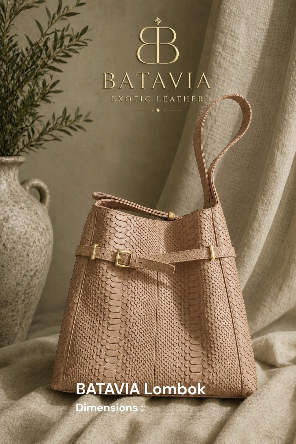 Batavia Lombok python bucket bag in nude