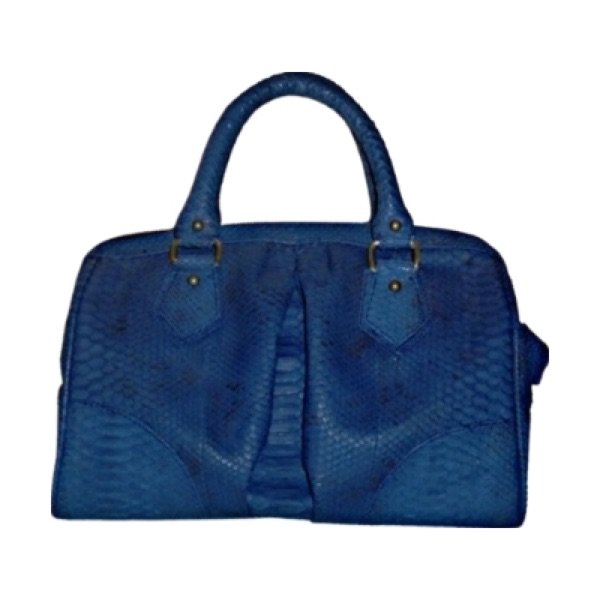 Cobalt blue python leather bowler doctor bag with buckle hardware