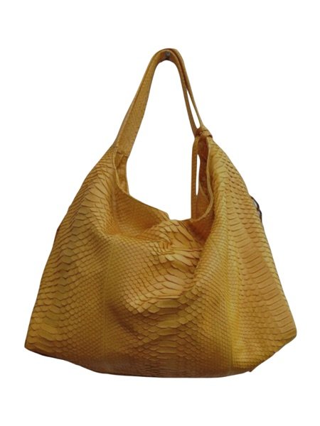 Mustard yellow python leather hobo shoulder bag