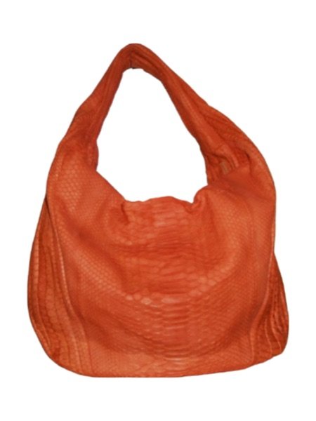 Terra orange python leather hobo shoulder bag