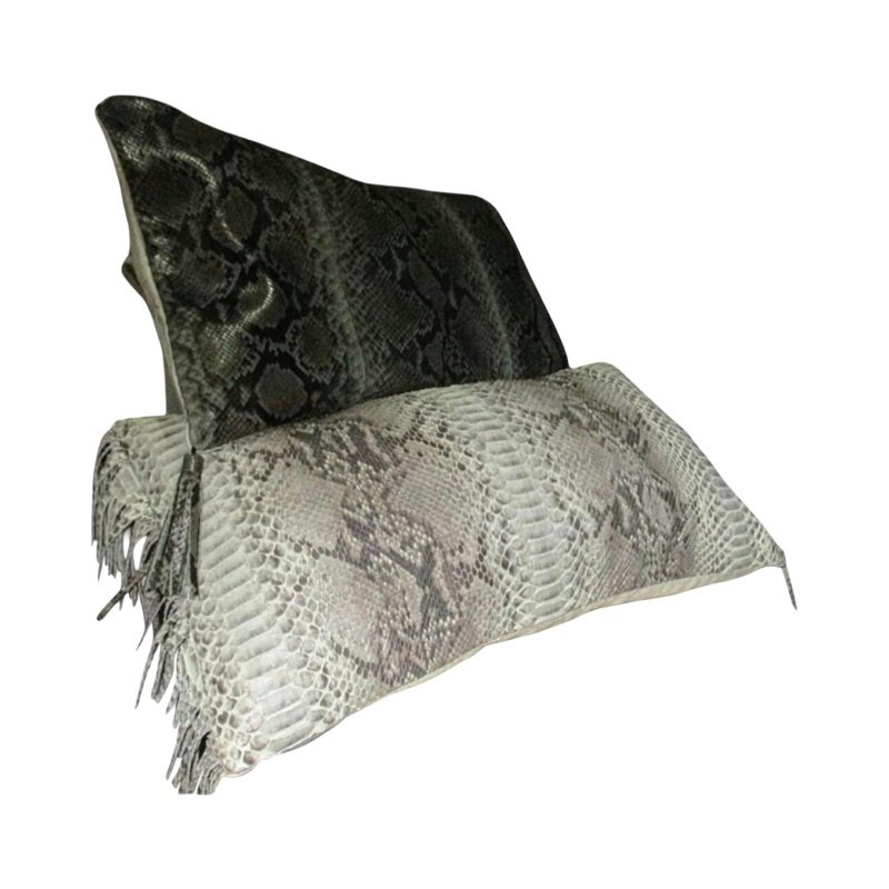 Python leather decorative cushions and throw pillows for luxury interiors