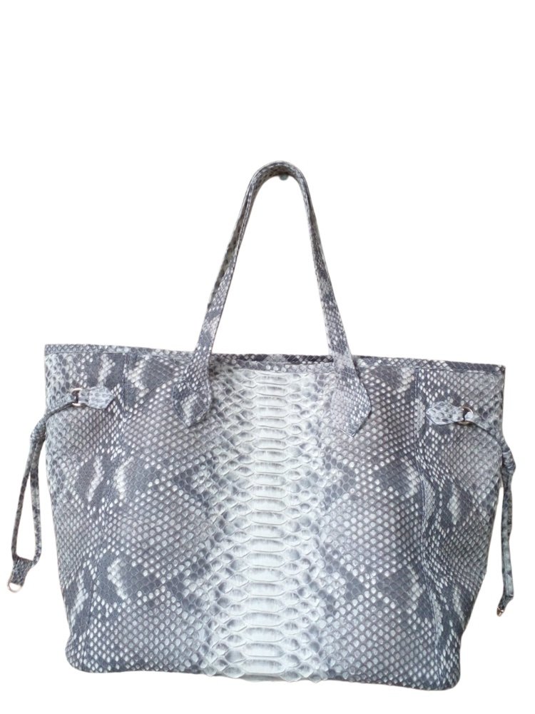 Large natural python leather tote bag — export-ready OEM production